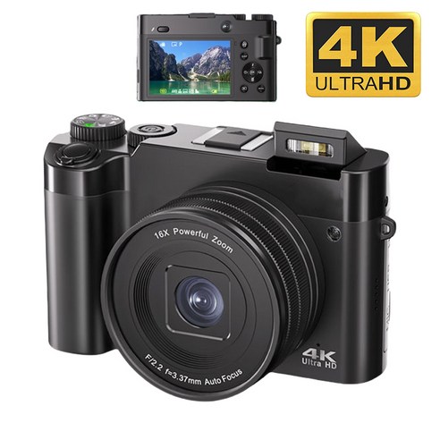 여행자를 위한 4K 디지털 카메라 – 자동 초점, 6400W 픽셀, 전후면 듀얼 카메라, 16배 디지털 줌, 초보자용 셀카 카메라 (모델: DC218, 블랙) 초보자카메라 여행자를 위한 4K 디지털 카메라 – 자동 초점, 6400W 픽셀, 전후면 듀얼 카메라, 16배 디지털 줌, 초보자용 셀카 카메라 (모델: DC218, 블랙) 초보자카메라