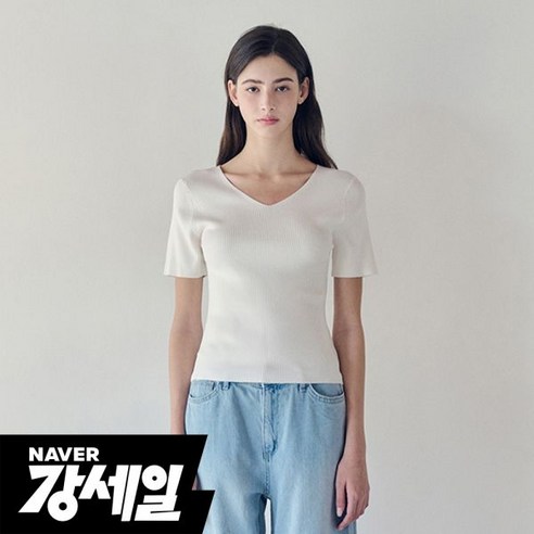 이사베이 24 IB V넥 립 반팔 니트 VIUCE2980