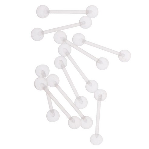 10pcs 투명 아크릴 볼 혀 젖꼭지 바 링 바벨 바디 피어싱