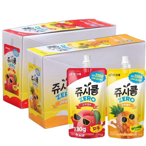 빙그레 쥬시쿨 제로 곤약젤리 2가지맛(자두10입+파인애플10입) 총20입