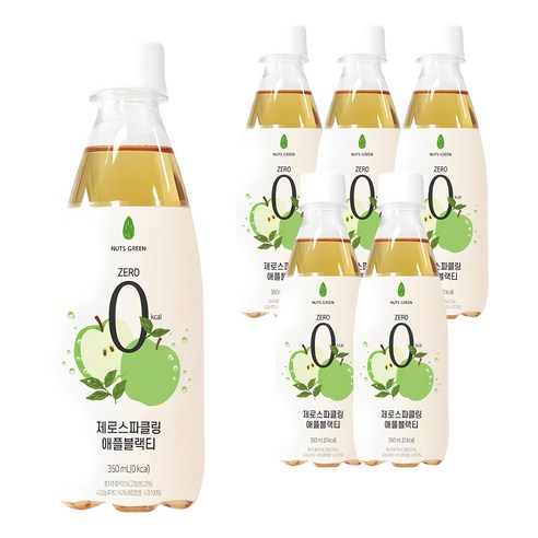 넛츠그린 제로스파클링 애플블랙티, 350ml, 6개