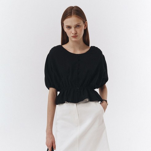 던스트 SCOOP NECK VOLUME BLOUSE BLACK_UDBL3B231BK