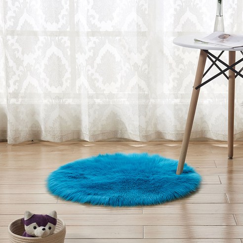 현대 심플한 카펫 바닥 깔개 원형 벨벳 소파 깔개 방석 침실 가득 깔다 거실 가정용 창문 깔개, 짙은 남색
