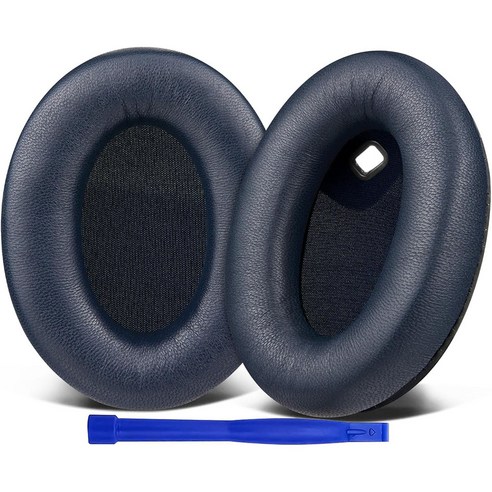 SOULWIT 교체용 이어패드-호환 모델 소니 Sony WH-1000XM4 (WH1000XM4) 헤드폰 소음 차단 폼 두께 추가 1쌍, Lambskin, Blue, 1개