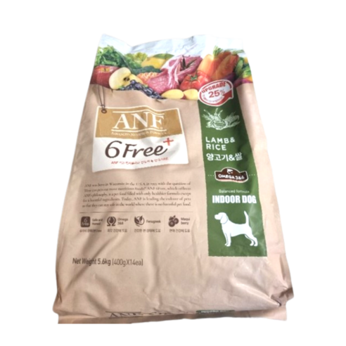 ANF 생후 4개월 이상 식스프리 인도어 독 건식사료, 소, 2kg, 1개