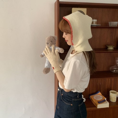 주디앤 여성 월비아 배색 스티치 바라클라바, 아이보리