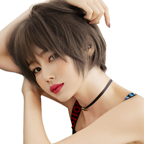 이쁘다샵 가발위드 단발 머리 숏 커트 통가발 루이다, 콜드브라운, 1개