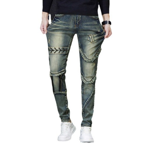 지디오 메이M 남성 청바지 바이커 데님 팬츠 슬림핏 긴바지 빈티지 워싱 스판 남자청바지