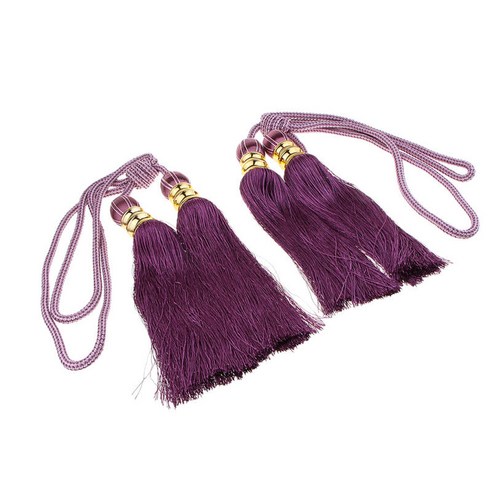 2 pcs 커튼 술 tiebacks 매달려 공 프린지 로프 커튼 침실 창 문 장식, 보라색, 폴리 에스터