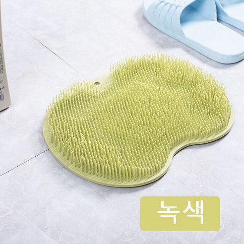 욕실용 풋 브러쉬 매트 벽걸이 빨판 마사지 매트 2개 세트, 1세트, 2개입, 그린