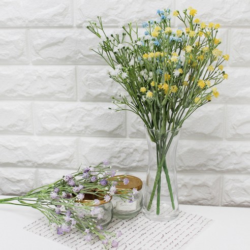 모노플라워 4색 안개꽃 부쉬 35cm 택1 고급 조화 재료 아기자기한 촬영 인테리어 소품, 블루, 1개