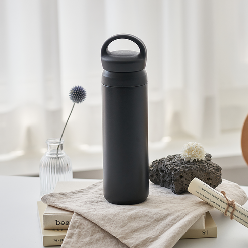 핸들 손잡이 스텐 텀블러 500ml, 블랙, 1개