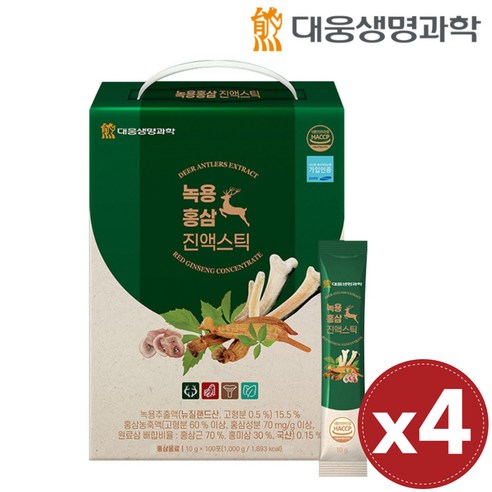 녹용 홍삼 정 스틱 진액 뉴질랜드산 녹용 국내산 6년근 홍삼 식약처 HACCP 인증, 3박스, 100포