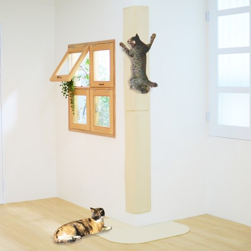 부비앙 고양이 수직 스크래쳐 카페트 벽면 부착식 샘솟냥, 미니형, 1개, 아이보리 미니형