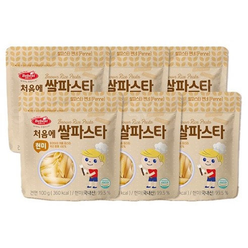 베베스트 처음에 쌀파스타 현미, 100g, 6개