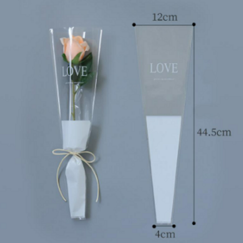 화이트 러브 꽃 한송이 선물 포장지, 50개, 기념일 
데코/포장용품