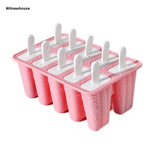 아이스크림제조기 수리 파츠 F63A 10 Cell Ice Molds Popsicle Maker DIY Homemade Freezer Lolly, 04 Pink 아이스크림기계가격