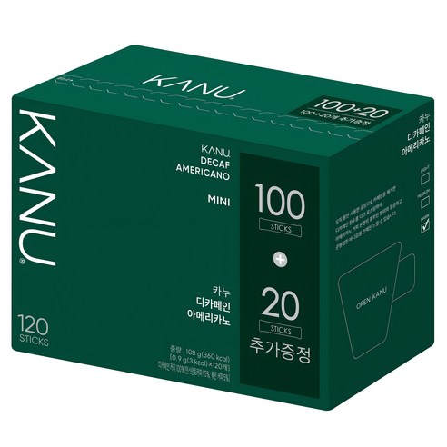 카누 디카페인 아메리카노 원두커피스틱 미니, 0.9g, 120개입, 1개