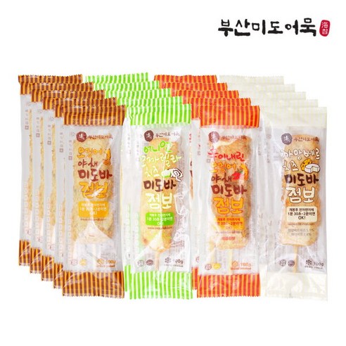 미도어묵 부산3대어묵 미도바 점보 20팩 세트, 100g x 4종, 1세트 장우손어묵