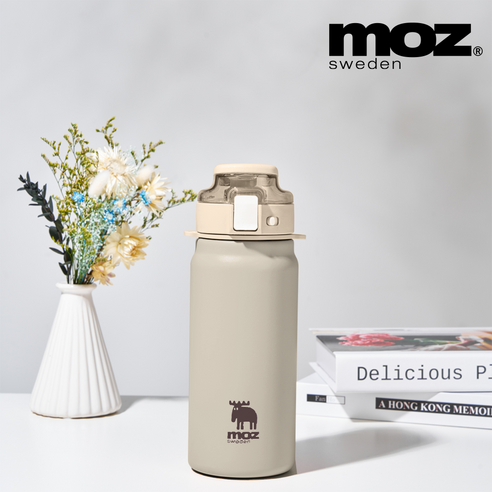 MOZ 스웨덴 텀블러 316 스텐 원터치 손잡이 보온보냉병 보온텀블러, 1개, 600ml, 오트밀베이지 
보온/보냉용품