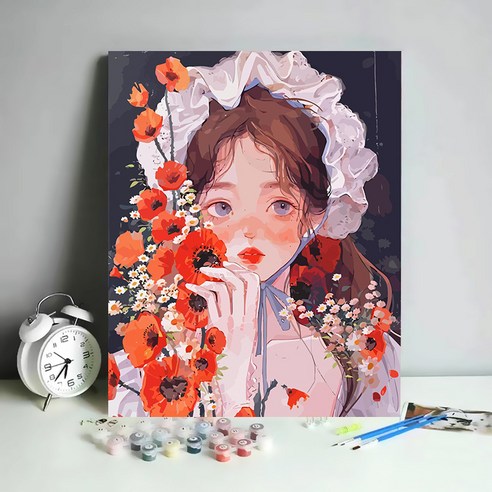 코지하루 DIY 명화그리기 유화 그림 그리기 아크릴화 30x40 40x50, 소녀C 30x40 (6124), 1개