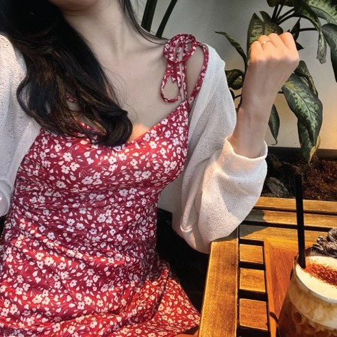 플라워 패턴 미니 바닷가룩