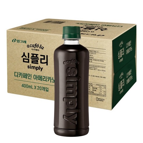 아카페라 심플리 디카페인 아메리카노 커피, 350ml, 20개