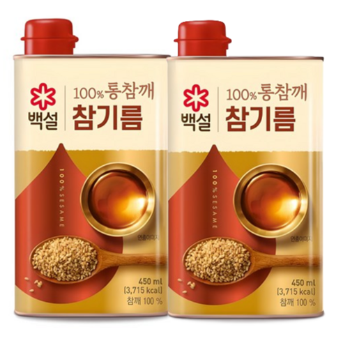 백설 100% 통참깨 참기름, 2개, 450ml