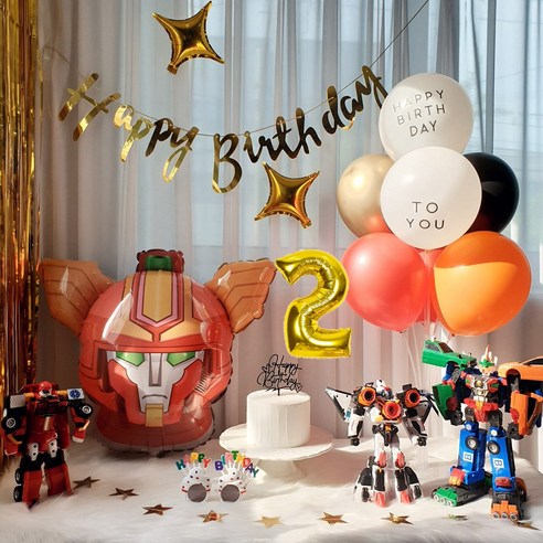 재미제이 헬로카봇 로봇풍선 생일가랜드세트 (심플버전) 아들생일파티, 5, 1개