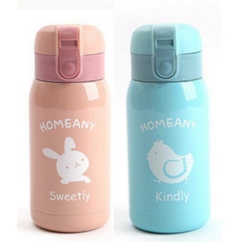 홈애니 원터치 보온보냉병 2p 세트, 핑크 + 스카이블루, 300ml, 1세트