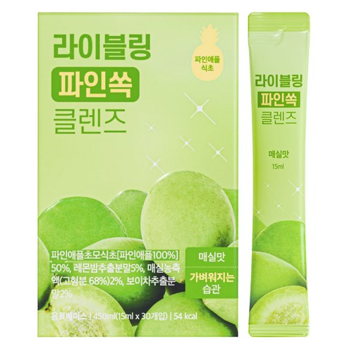 라이블링 파인쏙 클렌즈 매실맛 파인애플식초, 1박스, 450ml