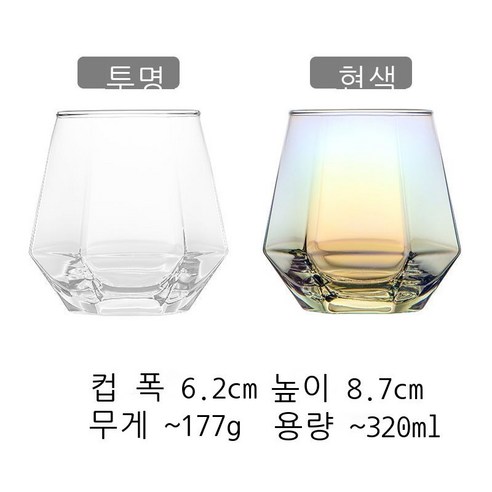 세토 컵 컬러 내열 유리 컵 그물 레드 아이디어 육각 컵 양치질 컵 물컵 우유 컵 주스 컵 고안치 컵 담배 회색 마리 + 컵 받침대, 투명 1마리 + 현채 1마리