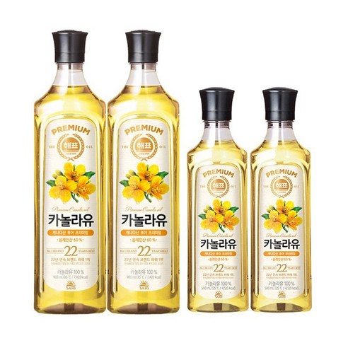해표 카놀라유 900ml 2개 + 카놀라유 500ml 2개, 1세트