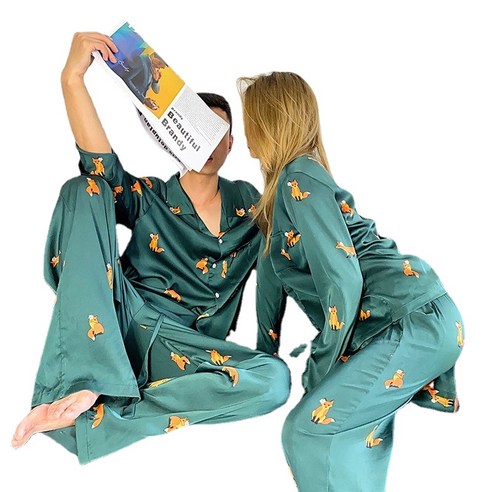 ANKRIC 커플 잠옷 Fauvism Pajamas 여성의 해 Xia Bingsi 작은 괴물 줄무늬 남성 커플 홈 옷