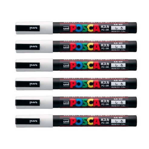 유니 포스카 PC 3M 6개입 1다스, 화이트, 1개, 1색
