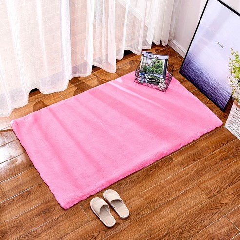 토끼 털 모조 카펫 바닥 깔개 가정용 카펫 짧은 털 방석 물세탁 가공, 진분홍색