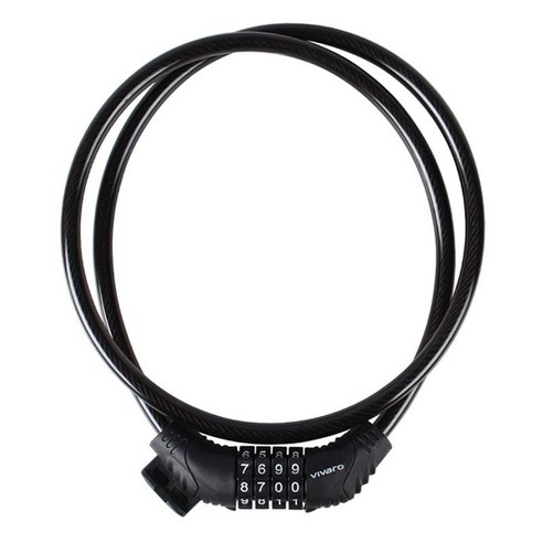 비바로 자전거 자물쇠 두께 8mm x 길이 1000mm, 블랙, 1개