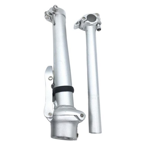치아가있는 접이식 자전거 줄기 25.4mm 경량 높이 각도 조절 가능한 접이식 라이저 줄기 헤드 튜브 핸들 바 지지대, 실버, 440mm, 알루미늄 합금