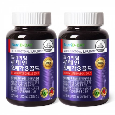 뉴트리디데이 프리미엄 루테인 오메가3 골드(병) x 2개, 1,300mg x 90캡슐