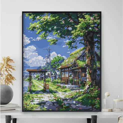 조이제이 21종 40x50 쉬운그림그리기 DIY 유화그리기세트 명화그리기, 017 시골마을, 1개