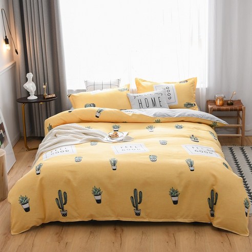 제모면 4종 세트 학생 3종 세트 기숙사 순면 제모 4종 세트 1인용 침대용품, 귀여운 녹 식