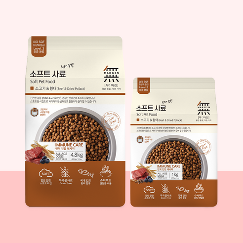 무마진 생후 3개월 이상 소고기&황태 소프트사료, 소, 1kg, 1개