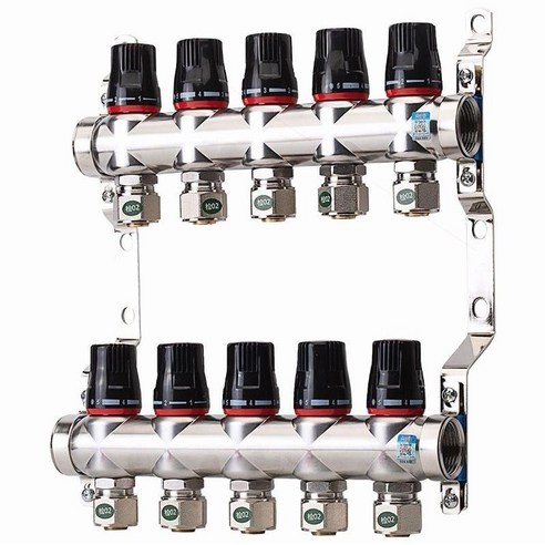 8구 보일러 분배기 밸브 스테인리스 온수 부속 난방배분기 수도관 바닥 난방 양방향 파이프 1개