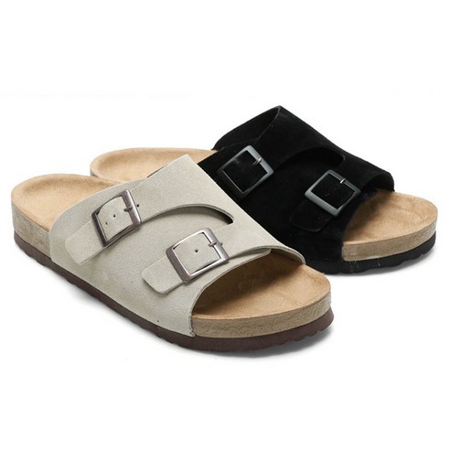 브룩클린 타우페 소가죽 커플 슬리퍼