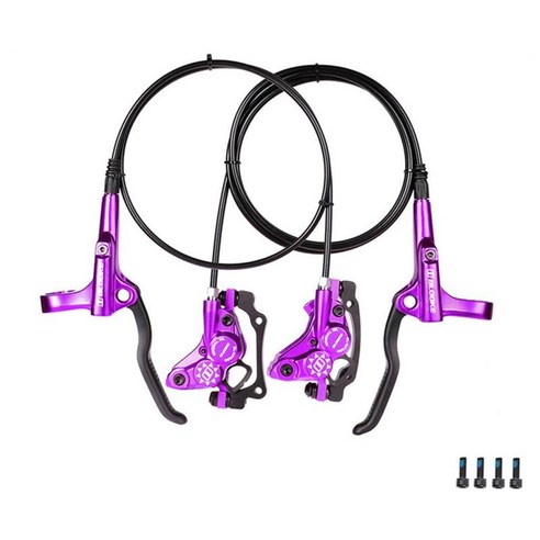 산악 자전거용 MTB 유압 디스크 브레이크 세트 - 알루미늄 합금 자전거 브레이크 레버 전면 800mm 후면 1400mm 자전거, {"색상":"보라"}, {"수건소재":"알루미늄 합금"}
