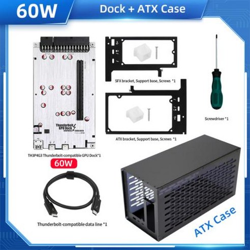 다기능 도킹스테이션 호환 허브 외장 그래픽 비디오 카드 썬더볼트 GPU 독 노트북 맥북 노트북용 USB4 PD 60W 40Gbps TH3P4G3, 5) 80W