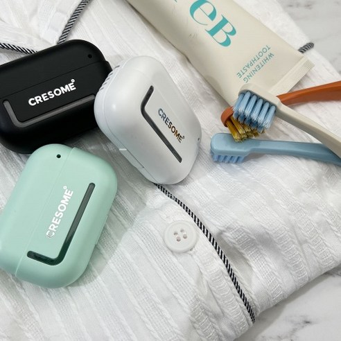 크리썸 프레쉬팟 휴대용 무선 UV USB 충전식 벽걸이 건조기 소독기 칫솔살균기, 블랙