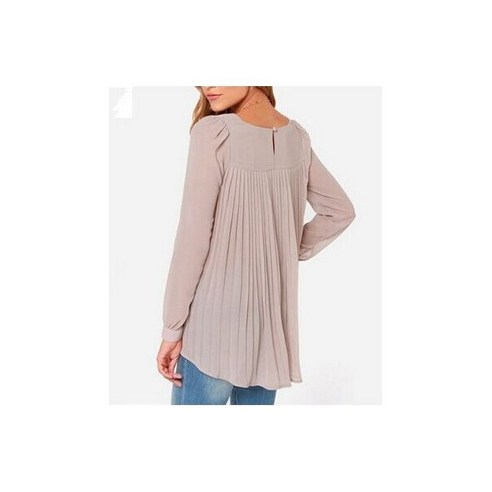 플리츠 롱 블라우스 반팔 용 오피스 셔츠 주름 상의 플러스 사이즈 시폰 5L 패션