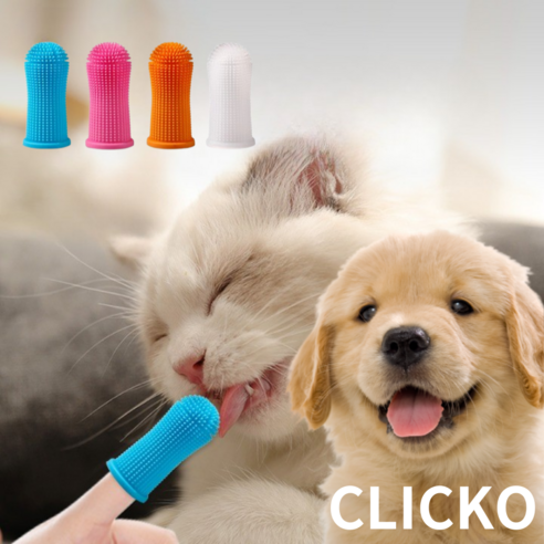 클릭코 고양이 강아지 칫솔 4개, 화이트, 1개