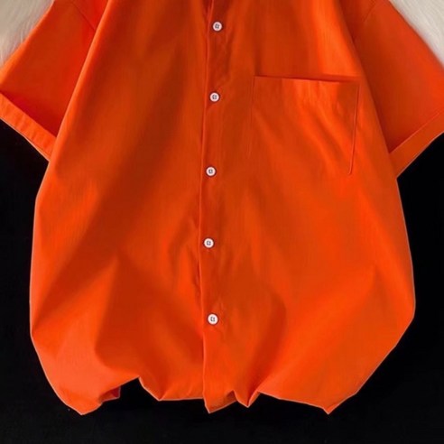 셔츠 남성 트렌드 루즈핏 캐주얼 반팔 셔츠 건달 순색 코트